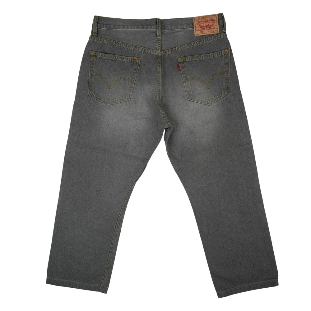 Vintage Levis 505 Jeans Mens 35x26.5 Hemmed Gray Regular Fit Straight Leg Denim